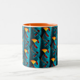 Green Palm Leaf Muster Zweifarbige Tasse