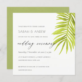 GREEN PALM LEAF WATERCOLOR FOLIAGE WEDD EINLADUNG