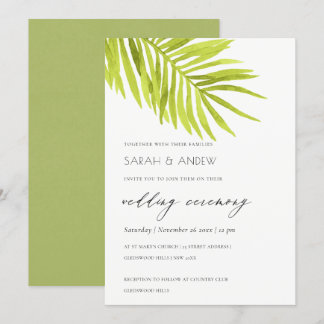 GREEN PALM LEAF WATERCOLOR FOLIAGE WEDD EINLADUNG
