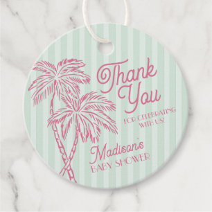 Green Palm Spring Pastel Beach Baby Dusche Geschenkanhänger
