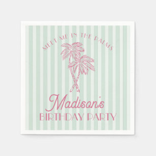 Green Palm Spring Pastel Beach Geburtstagsparty Serviette