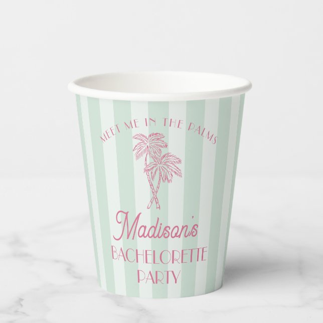Green Palm Spring Pastel Beach Junggeselinnen-Absc Pappbecher (Vorderseite)
