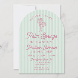Green Palm Springs Pastel Beach Geburtstagswoche Einladung