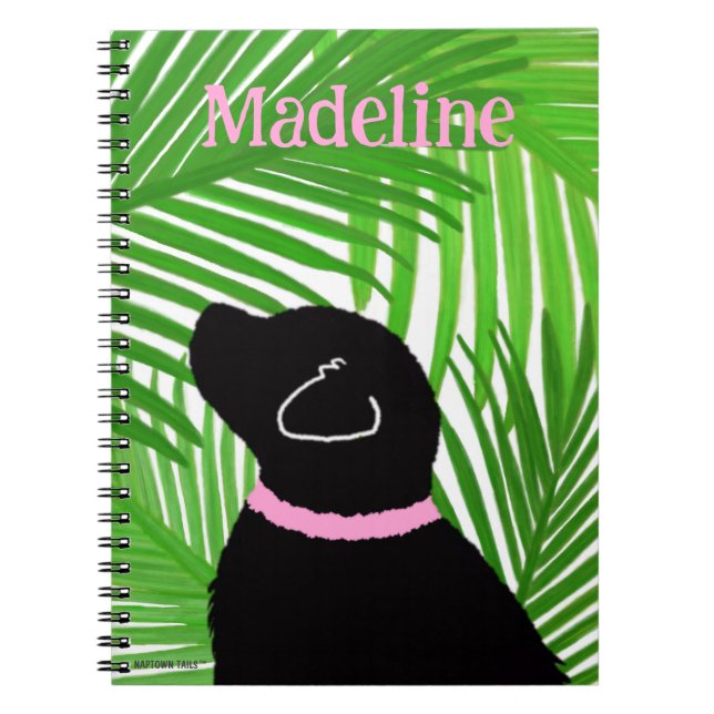 Green Palm Tree Island Black Dog Notebook Notizblock (Vorderseite)