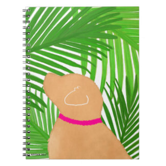 Green Palm Tree Island Yellow Dog Notebook Notizblock