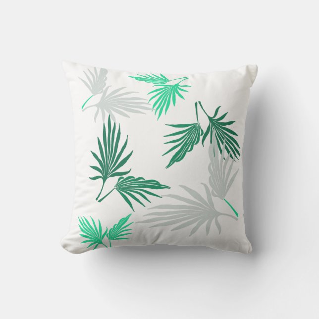 Green Palm Tree Verlasse Nature Throw Kissen Kisse (Vorderseite)