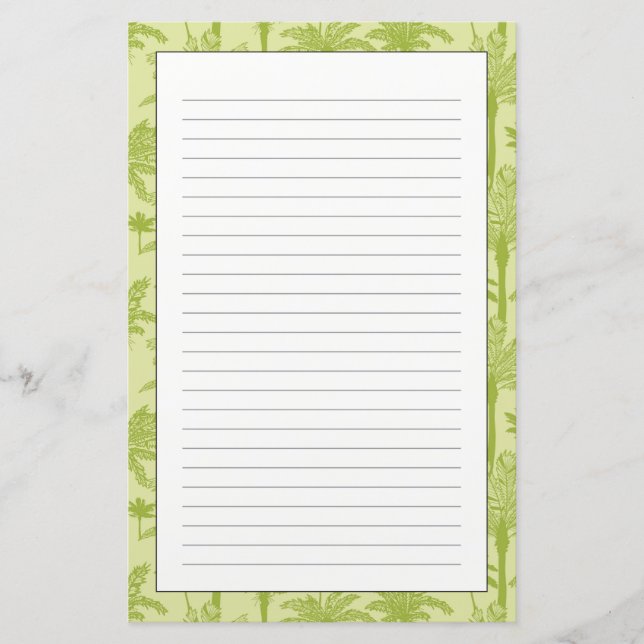 Green Palm Trees Pattern Briefpapier (Vorderseite)
