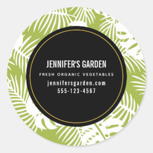 Green Palm Verlasse Regenwald-Muster-Business Runder Aufkleber