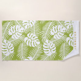 Green Palm Verlasse Regenwaldmuster Personalisiert Strandtuch