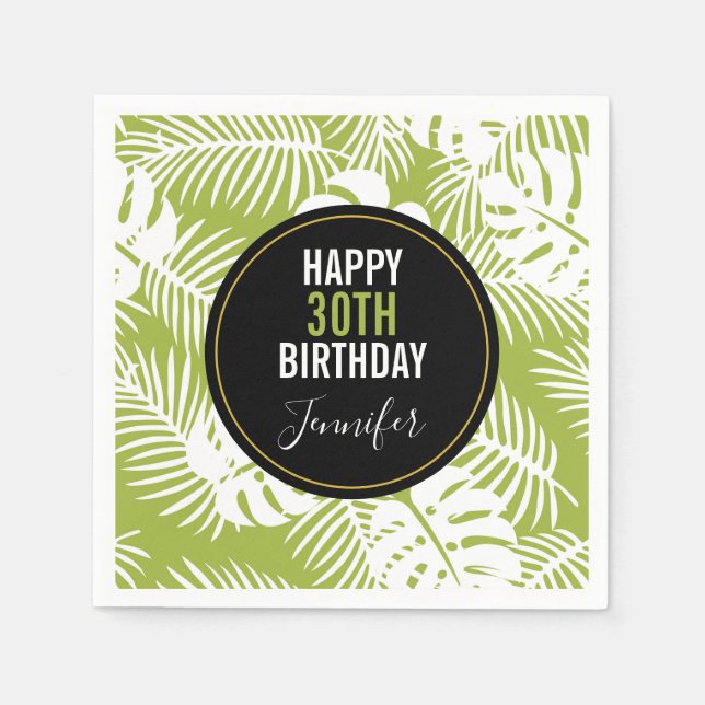 Green Palm Verlasse Regenwaldmuster Serviette (Vorderseite)