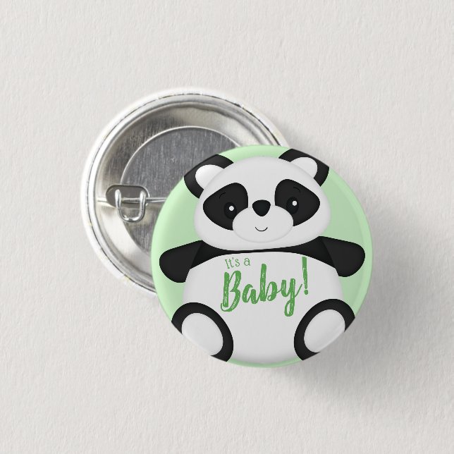 Green Panda Bear Baby Dusche Button (Vorne & Hinten)