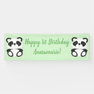 Green Panda Bear Geburtstagspartei Banner