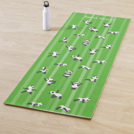Green Panda Yoga Mat Custom Name on Both Sides Yogamatte