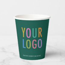 Green Paper Cups Custom Company Logo Branded 8 oz