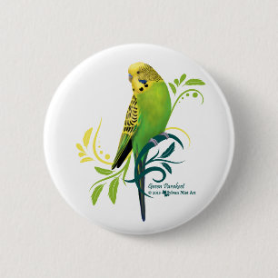 Green Parakeet Button