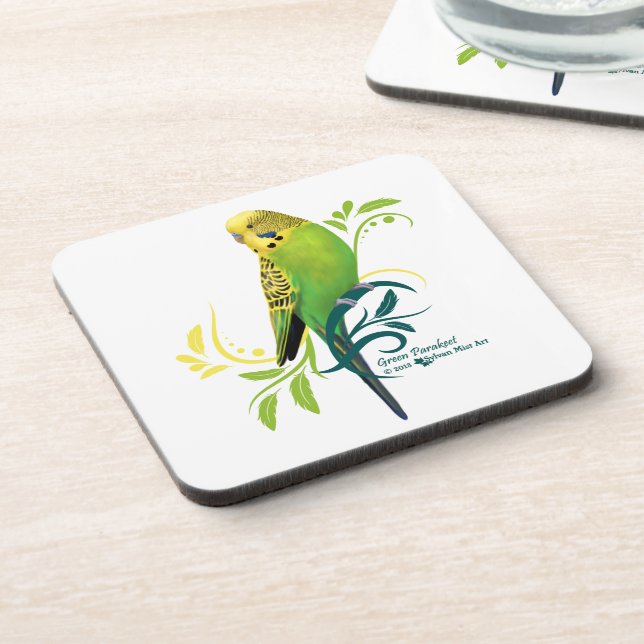 Green Parakeet Getränkeuntersetzer (Linke Seite)