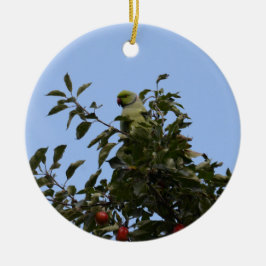 Green Parakeet Keramik Ornament