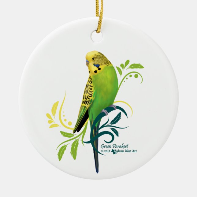 Green Parakeet Keramik Ornament (Vorne)