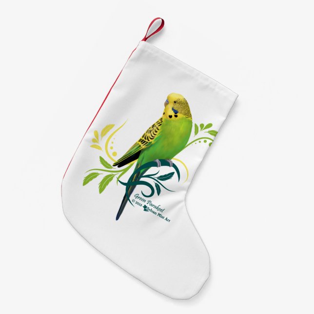 Green Parakeet Kleiner Weihnachtsstrumpf (Vorderansicht (hängend))