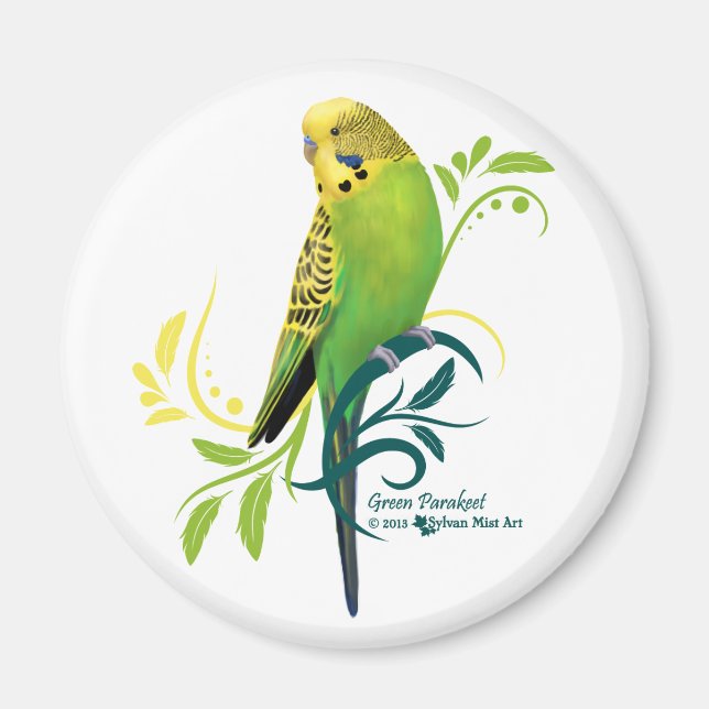 Green Parakeet Magnet (Vorne)