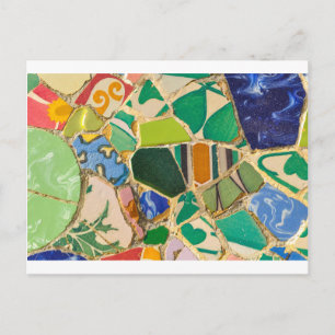 Green Parc Guell Tiles in Barcelona Spanien Postkarte