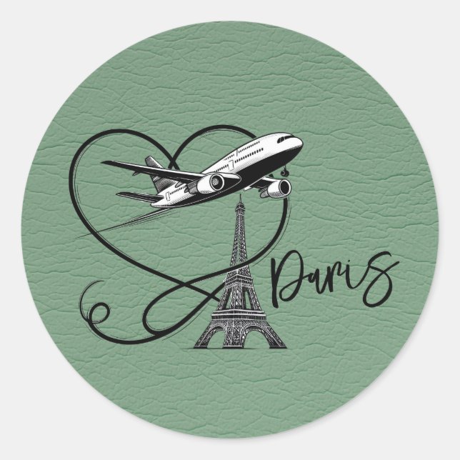 Green Paris Passport Runder Aufkleber (Vorderseite)