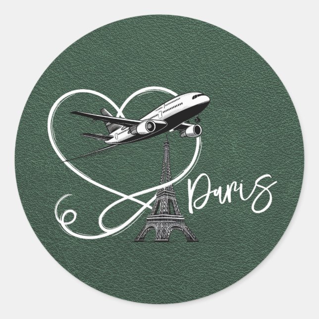 Green Paris Passport Runder Aufkleber (Vorderseite)