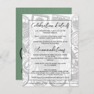 Green Paris Passport Wedding Begleitkarte