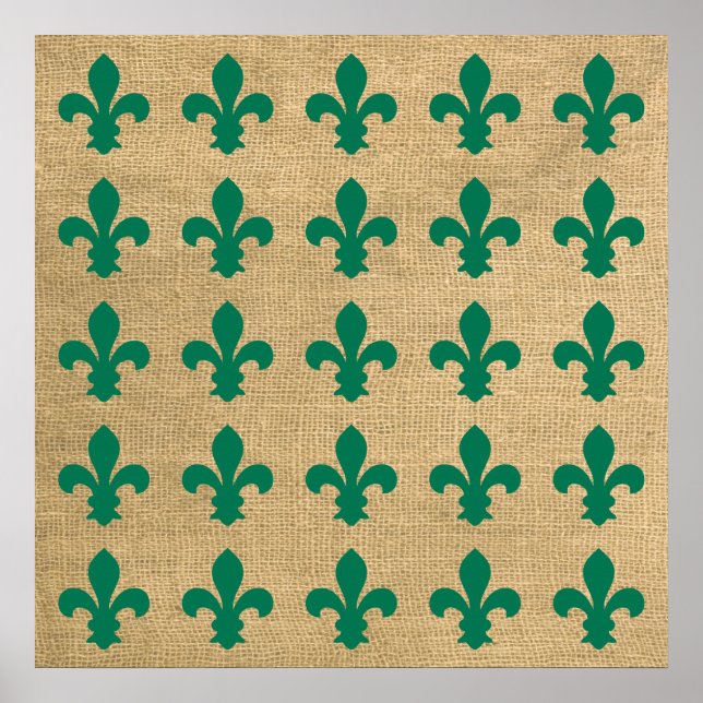 Green Parisian Moods Fleur de Lys Pattern Poster (Vorne)