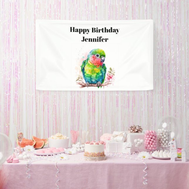 Green Parrot - Niedlicher Baby Bird Birthday Banner (Party)