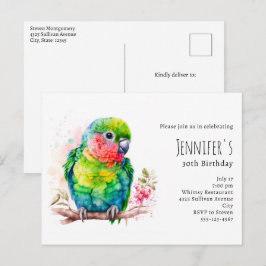 Green Parrot - Niedlicher Baby Bird Birthday Einladungspostkarte