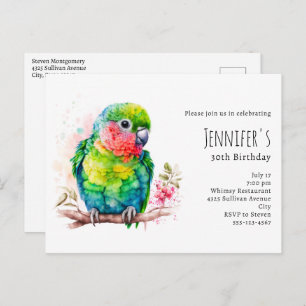 Green Parrot - Niedlicher Baby Bird Birthday Einladungspostkarte