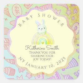 GREEN party donuts pastel babyshower BUNNY  Quadratischer Aufkleber