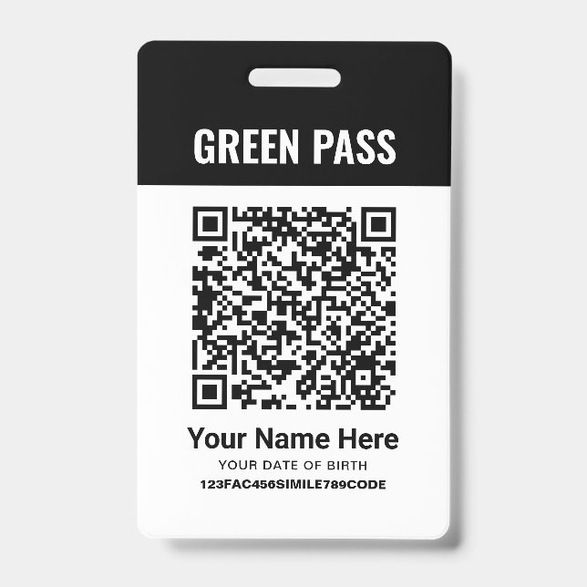 Green Pass-Impfzertifikat PVC Black Ausweis (Vorderseite)