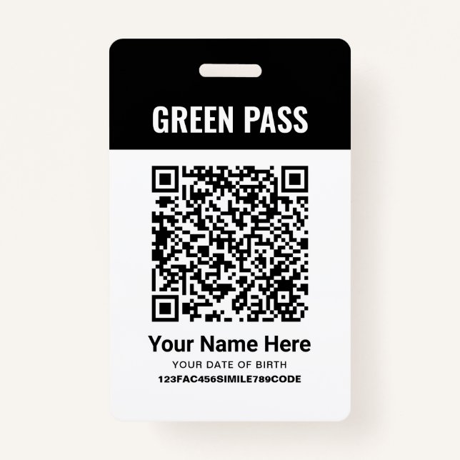 Green Pass-Impfzertifikat PVC Black Ausweis (Vorderseite)