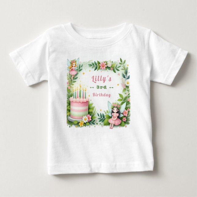 Green Pastel Fairy Birthday - Baby T-shirt (Vorderseite)