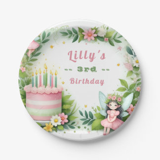 Green Pastel Fairy Birthday - Pappteller