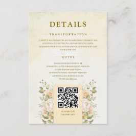 Green Pastel Floral Watercolor Wedding QR Details  Begleitkarte