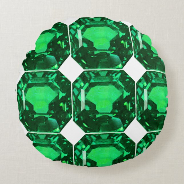 Green Pattern Emerald Rundes Kissen (Vorderseite)