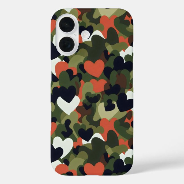 Green Pattern Heart Camouflage Case-Mate iPhone Hülle (Rückseite)