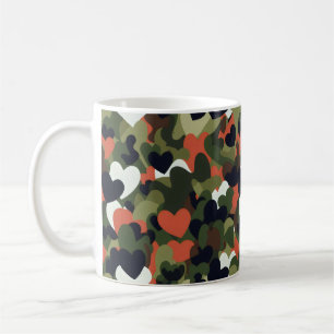 Green Pattern Heart Camouflage Kaffeetasse