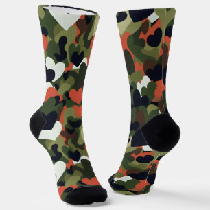 Green Pattern Heart Camouflage Socken