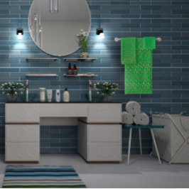 Green Pattern Mini-Wildblume Badhandtuch Set