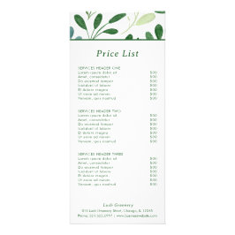 Green Pattern Moderne Preisliste Werbekarte
