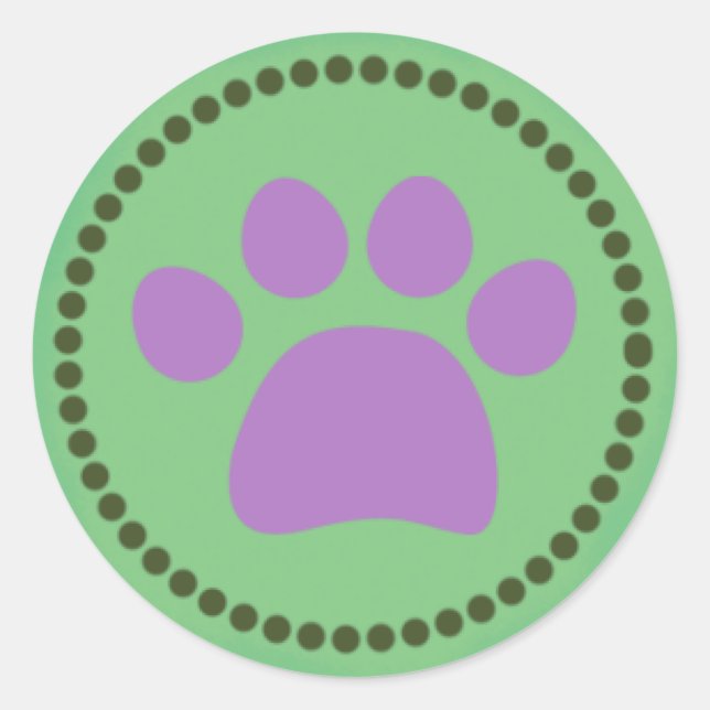 Green Paw Print Sticker (Vorderseite)