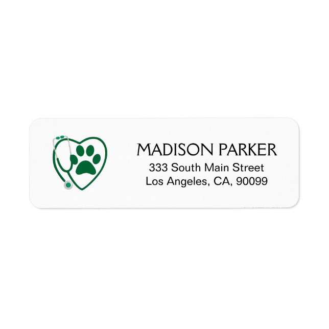 Green Paw Prints & Stethoscope Label (Vorne)
