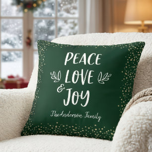 Green Peace Liebe Freude Zitat Moderne Typografie Kissen