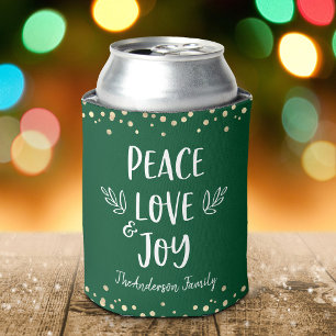 Green Peace Liebe Joy Modern Typografy Gold Dots Dosenkühler