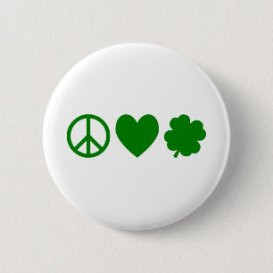 Green Peace Liebe & Kleeblatts Button