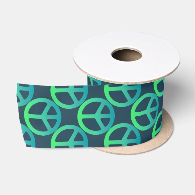 Green Peace Sign Ribbon Satinband (Spule)